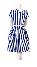 Short Sleeve | Amqalfi Stripe | White Indigo | Back | Dress By Samantha Sung