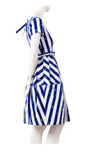 Short Sleeve | Amqalfi Stripe | White Indigo | Right | Dress By Samantha Sung