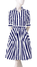 1/2 Sleeve | Amalfi Stripe | White Indigo | Front | Shirt Dress By Samantha Sung