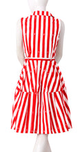 Sleeveless | Amalfi Stripe | White Red | Back | Shirt Dress By Samantha Sung