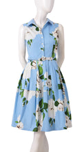 Sleeveless | Amber Queen | Soft Sky Blue Ivory | Front | Shirt Dress By Samantha Sung