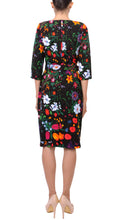 3/4 Sleeve | Botanical Garden | Black Indian Red | Back | Dress By Samantha Sung