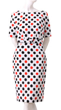 1/2 Sleeve | Capri Dots | White Black Indian Red | Front | Dress By Samantha Sung