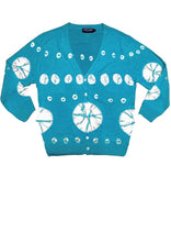 Short | Circle Shibori | Aqua | Front-1 | Cardigan by Samantha Sung