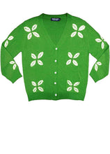 Short | Four Leaves Shibori | Grass Green | Front-1 | Cardigan by Samantha Sung