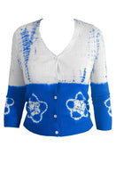 Short | Star Shibori Border | Sea Blue | Front-1 | Cardigan by Samantha Sung