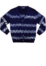 Short | Zigzag Shibori | Indigo | Front-1 | Cardigan by Samantha Sung