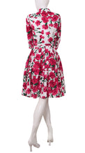 3/4 Sleeve | Carnation | White Rose | Back | Shirt Dress By Samantha Sung