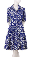 1/2 Sleeve | Corfu Rose | White Admiral Blue | Front | Shirt Dress By Samantha Sung