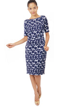 1/2 Sleeve | Corfu Rose | White Indigo | Front | Dress By Samantha Sung