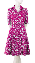 1/2 Sleeve | Corfu Rose | White Pink | Front | Shirt Dress By Samantha Sung