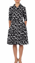 1/2 Sleeve | Corfu | White Black | Front | Shirt Dress By Samantha Sung