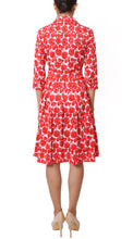 3/4 Sleeve | Corfu Rose | White Indian Red | Back | Shirt Dress By Samantha Sung