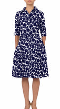 1/2 Sleeve | Corfu | White Indigo | Front | Shirt Dress By Samantha Sung