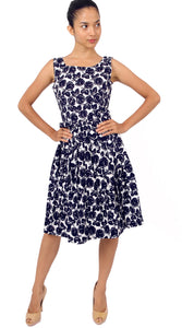 Sleeveless | Corfu | White Indigo | Front-1 | Dress By Samantha Sung