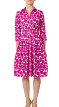 3/4 Sleeve | Corfu | White Pink | Front | Shirt Dress By Samantha Sung
