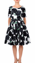 1/2 Sleeve | Cyprus Bloom | White Black | Front | Dress By Samantha Sung