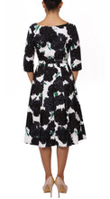 3/4 Sleeve | Cyprus Bloom | White Black | Back | Dress By Samantha Sung