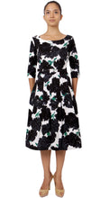 3/4 Sleeve | Cyprus Bloom | White Black | Front | Dress By Samantha Sung