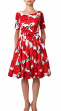 1/2 Sleeve | Cyprus Bloom | White Indian Red | Front | Dress By Samantha Sung