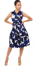 Sleeveless | Cyprus Bloom | White Indigo | Front-1 | Shirt Dress By Samantha Sung