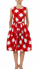 Sleeveless | Stell Check | White Indian Red | Front | Dress By Samantha Sung