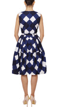 Sleeveless | Stell Check | White Indigo | Back | Dress By Samantha Sung