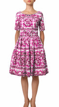 1/2 Sleeve | Ibiza Tile | White Pink | Front | Dress By Samantha Sung