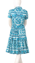 Short Sleeve | Ibiza Tile | White Aqua | Back | Shirt Dress By Samantha Sung