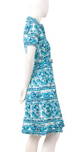 Short Sleeve | Ibiza Tile | White Aqua | Right | Shirt Dress By Samantha Sung