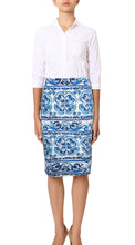 Regular | Ibiza Tile | White Cobalt Blue | Front | Skirt By Samantha Sung