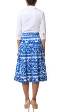 Midi  | Ibiza Tile | White Cobalt Blue | Back | Skirt By Samantha Sung