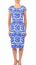 Sleeveless | Ibiza Tile | White Cobalt Blue | Front | Dress By Samantha Sung