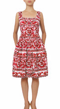 Sleeveless | Ibiza Tile | White Indian Red | Front | Dress By Samantha Sung
