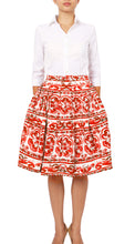 Regular | Ibiza Tile | White Indian Red | Front | Skirt By Samantha Sung