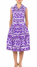 Sleeveless | Ibiza Tile | White Lilac | Front | Shirt Dress By Samantha Sung
