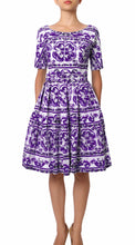 1/2 Sleeve | Ibiza Tile | White Lilac | Front | Dress By Samantha Sung