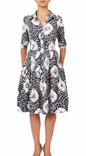 1/2 Sleeve | Itajime Shibori | Black White | Front | Shirt Dress By Samantha Sung