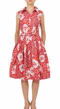 Sleeveless | Itajime Shibori | Indian Red White | Front | Shirt Dress By Samantha Sung