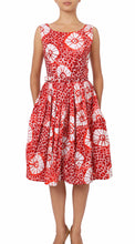Sleeveless | Itajime Shibori | Indian Red White | Front | Shirt Dress By Samantha Sung