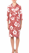 3/4 Sleeve | Jean Arp | Indian Red White | Front | Shirt Dress By Samantha Sung