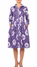 3/4 Sleeve | Itajime Shibori | Lilac White | Front | Shirt Dress By Samantha Sung
