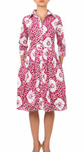 3/4 Sleeve | Itajime Shibori | Pink White | Front | Shirt Dress By Samantha Sung