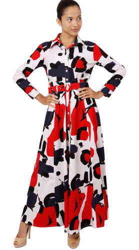 Long Sleeve | Jean Arp | White Indian Red | Front-1 | Shirt Dress By Samantha Sung