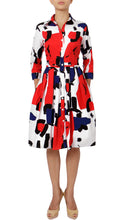 3/4 Sleeve | Jean Arp | White Indian Red | Front | Shirt Dress By Samantha Sung