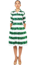 1/2 Sleeve | Kanoko Shibori | WhitePine Green | Front | Shirt Dress By Samantha Sung