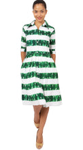 1/2 Sleeve | Kanoko Shibori | WhitePine Green | Front-1 | Shirt Dress By Samantha Sung