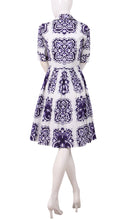 1/2 Sleeve | Maiolica | White Lilac | Back | Shirt Dress By Samantha Sung