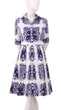 1/2 Sleeve | Maiolica | White Lilac | Front | Shirt Dress By Samantha Sung