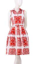 Sleeveless | Maiolica | White Red | Front | Shirt Dress By Samantha Sung
